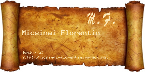 Micsinai Florentin névjegykártya